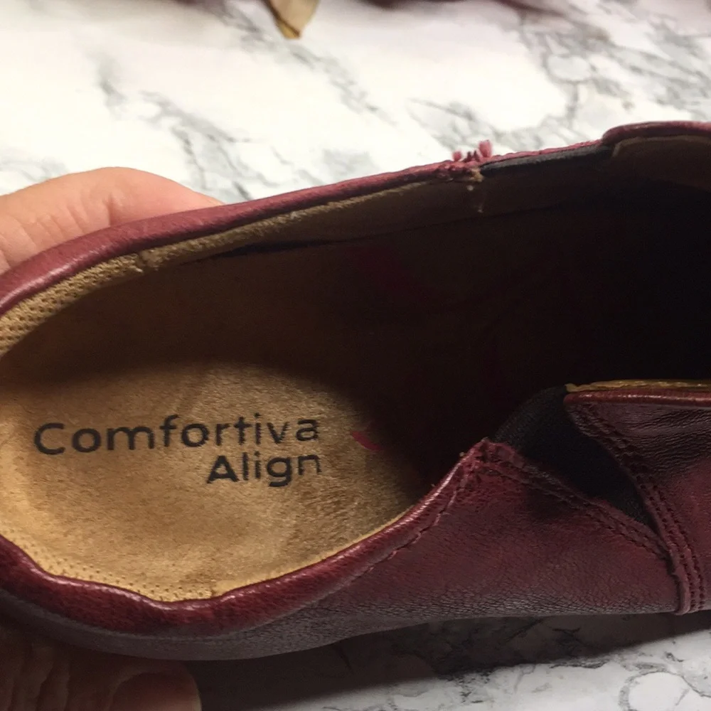 QVC Comfortiva Slouch Burgundy Florian Leather Comfort Loafers